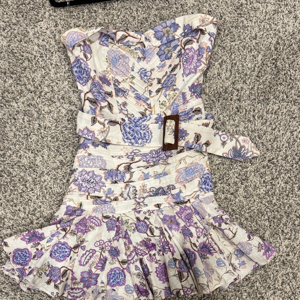 HEMANT & NANDITA Floral Dress in Purple and Cream